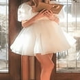 thumbnail image 2 of Women Puff Sleeve Tulle Tutu Princess Dress Square Neck Ruffle Mesh Wedding Party Prom Fairy Summer Mini Dres, 2 of 6