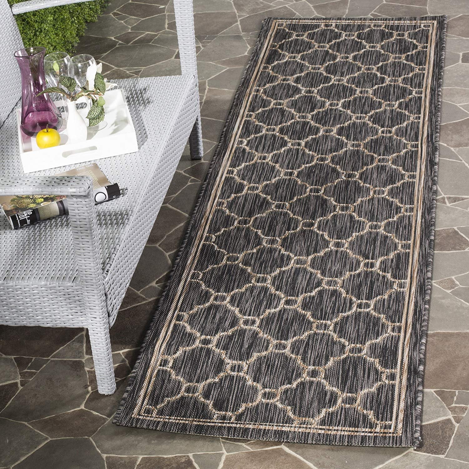 Safavieh Courtyard Collection CY847137312 Natural and Black Indoor