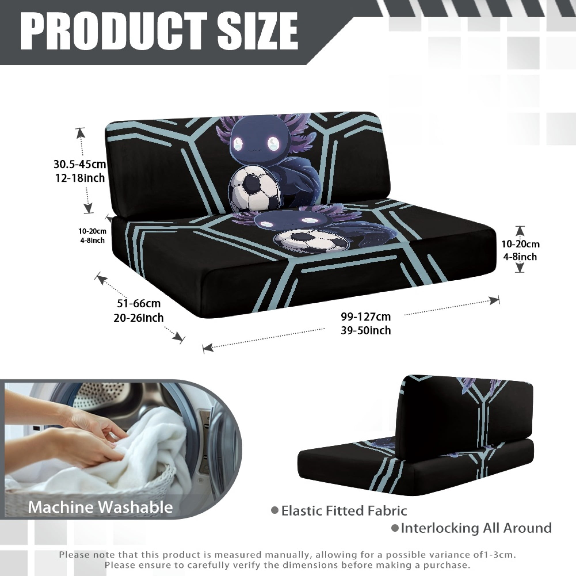 FOR U DESIGNS Axolotl Football Pattern 2 Pack RV Dinette Cushion Covers Washable Camper Cushion Slipcover Scratch-Resistant Sofa Chair Cover Camper Seat Covers Dinette Booth