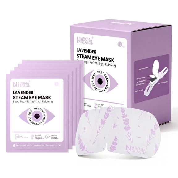 Aroma Season Lavender Steam Eye Mask 15 Packs, Self Heating Eye Mask for Dry Eyes, Disposable Waming Eye Mask for Sleeping, Gifts Set for Students Teacher Men Women Friend Family