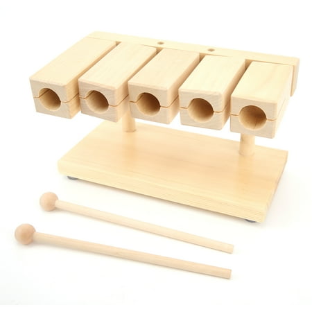 Maple Wood Percussion Block Set with 5 Tones and Hammer for Opera Performance Music
