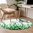 thumbnail image 4 of Green Leaves Round Area Rug 3Ft Washable Small Circle Rugs for Kitchen Entryway, Spring Plants Country Bird Gradient Botanical Non-Slip Carpet Floor Mats Indoor Outdoor Carpet Runner Home Decor, 4 of 8