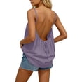 thumbnail image 2 of Abomasnow Backless Cami Tops for Women Summer Sleeveless Beach Dress Flowy Loose Spaghetti Strap Tank Tops with Back Tie, 2 of 5