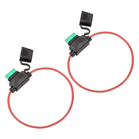 2 Pcs Inline Fuse Holder DC 32V 16 AWG Waterproof Blade Fuse Holder with 30A Fuse