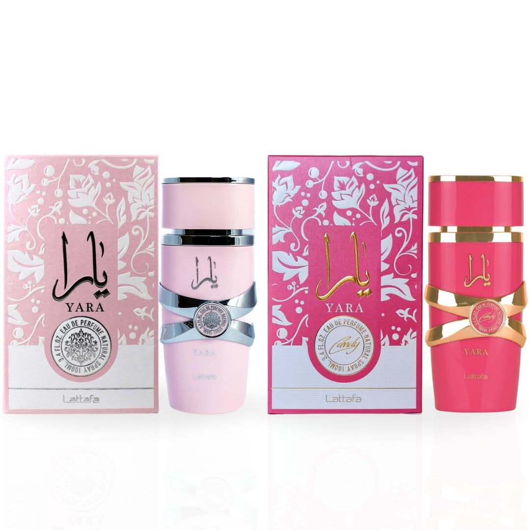 Yara & Yara Candy Eau de Parfum Sprays 100ml (3.4 oz) by Lattafa (Bundle)