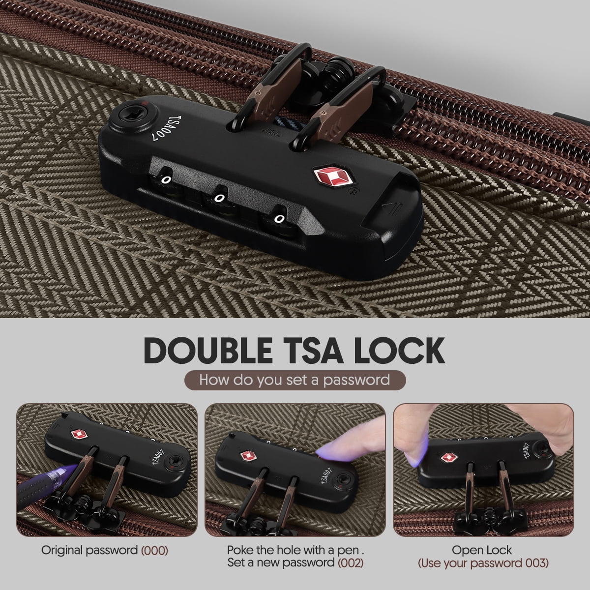 3 Piece Softside Luggage Set Lightweight Spinner Expandable Suitcases with TSA Lock, 20"/26"/30", XJ2511#6