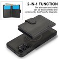 thumbnail image 3 of Decase for Samsung Galaxy A13 4G Flip PU Leather Back Cover with 2-in-1 Detachable Magnetic Wallet with 5 Card Slots Compatible Mag-Safe and RFlD Blocking Kickstand and Wireless Charging,Black, 3 of 6