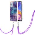 thumbnail image 2 of Case for Samsung Galaxy A33 5G, Adjustable Detachable Crossbody Strap Neck Strap Silicone Bumper Marble Painted TPU Ultra Thin Shockproof Protective Phone Case Cover for Galaxy A33 5G, Purple, 2 of 7