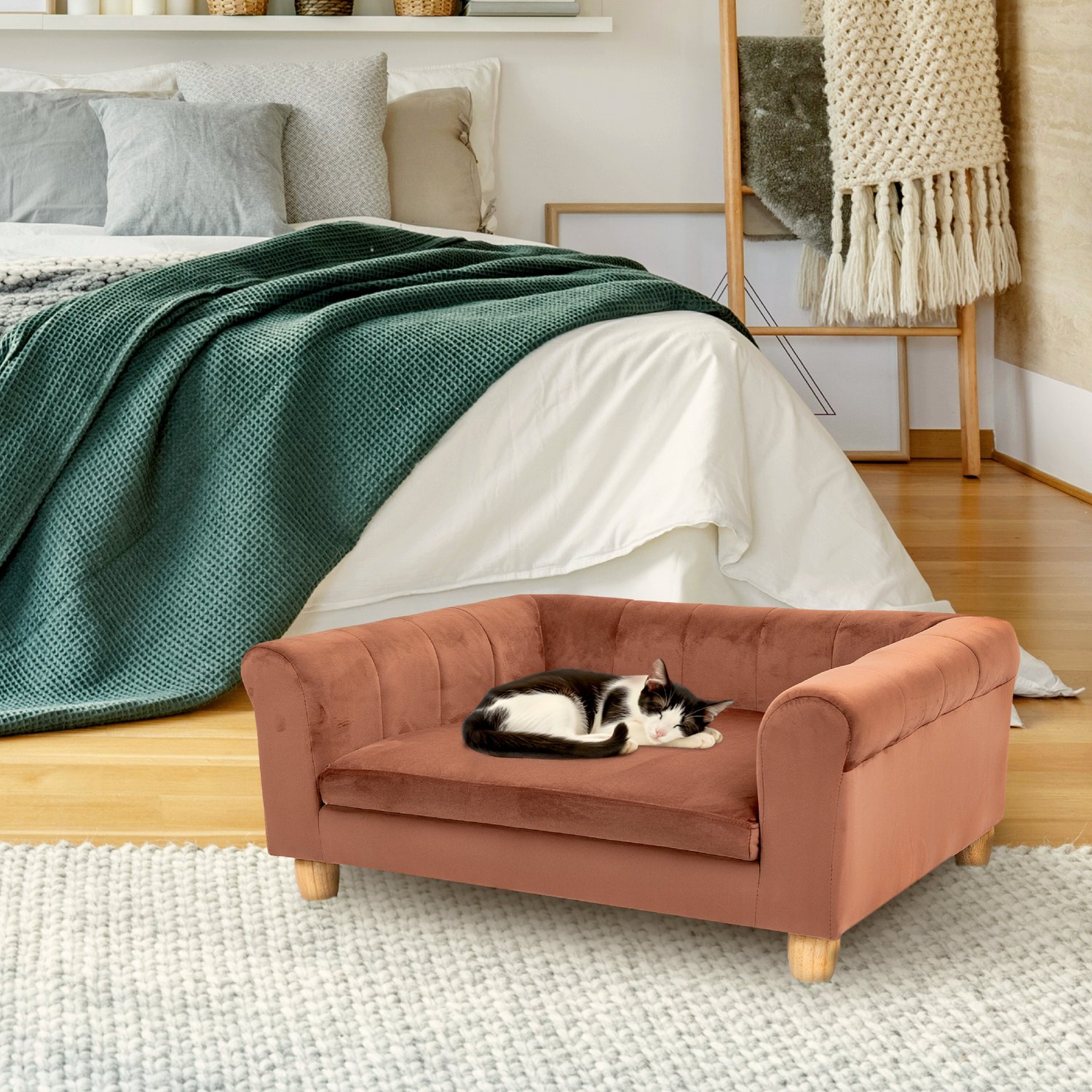 Critter Sitters 33-in Faux Suede Durable Washable Pet Bed for Small & Medium Sized Cats & Dogs in Brown, CSPETBED11-BRWN