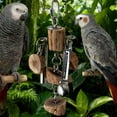 thumbnail image 6 of Large Parrot Toys for Macaws, Stainless Steel & Wild Pear Wood Chewable African Grey Toys- Natural Beak Grinding & Stress Relief for Cockatoo, Conure, Budgie (Nature Color), 6 of 7