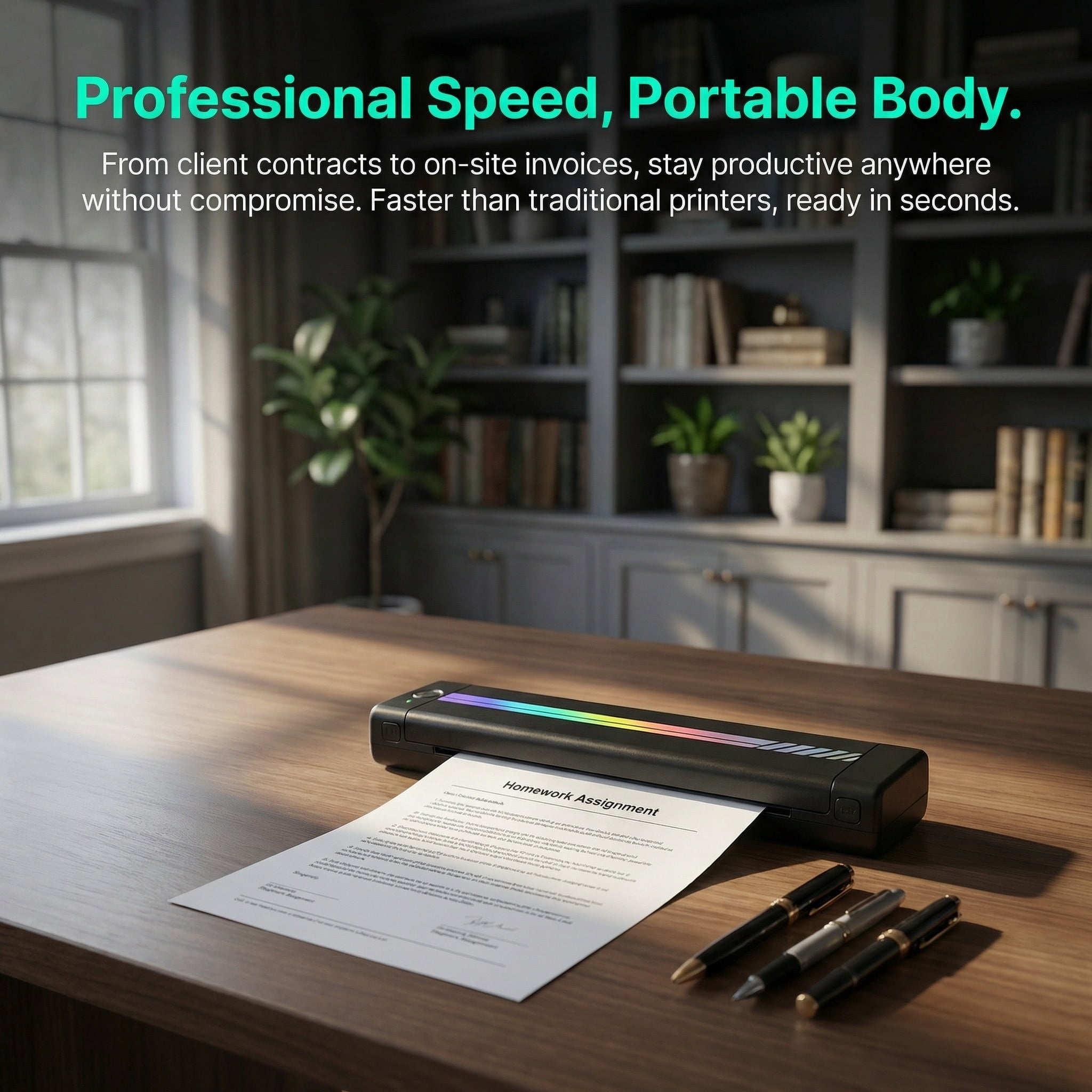 Portable Printer, Thermal Printer, Portable Travel Printer, 203DPI Inkless Thermal Printer, Wireless Mobile Printer Supports 8.5"x11" US Letter & A4 Thermal Paper, Small for home Printer Compatible W