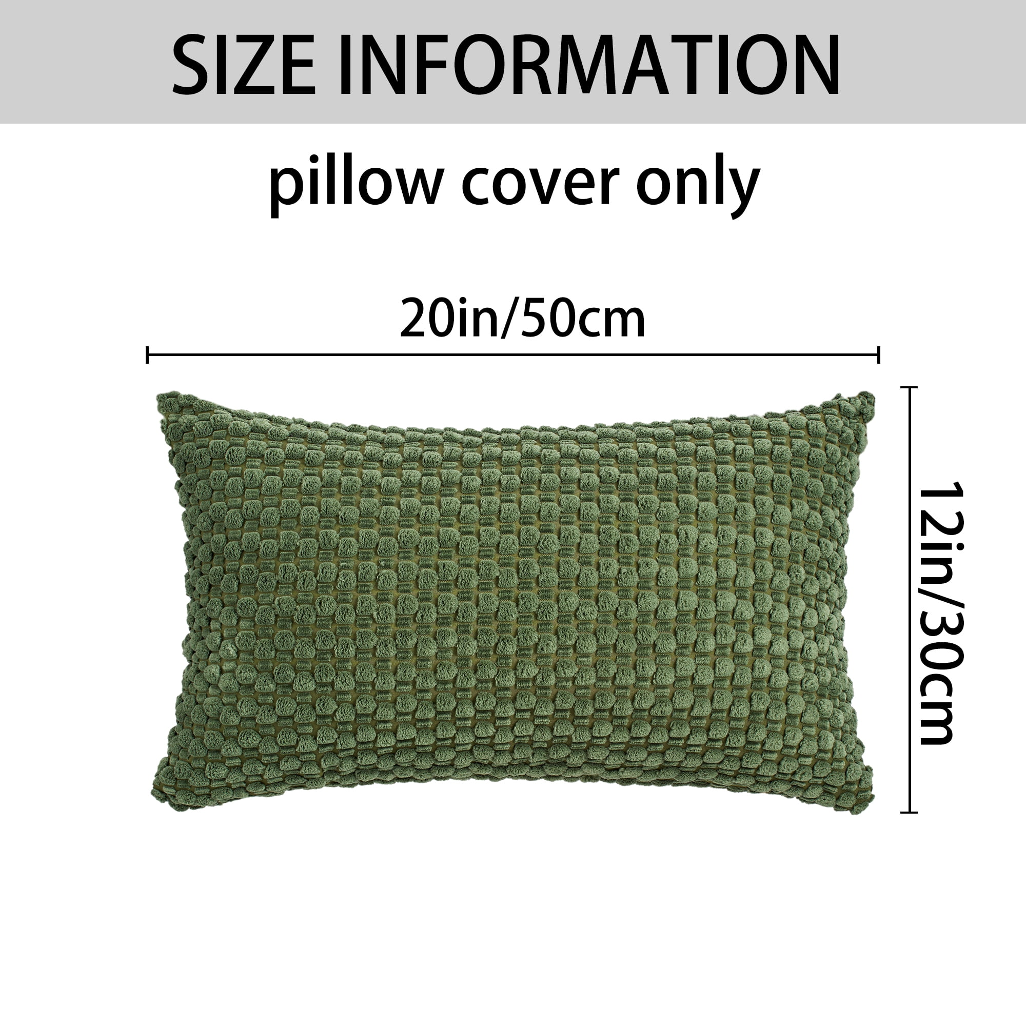 Unique Bargains Corduroy Throw Pillow Covers Set of 2 Dark Green 20" x 12"