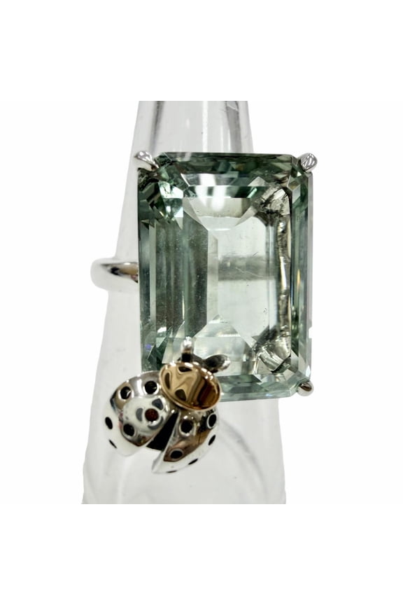 Pre-Owned TIFFANY&Co. Tiffany Return to Love Bugs AG925 AU750 Green Quartz Ladybug Ring,...