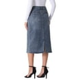 thumbnail image 4 of INSPIRE CHIC Mother's Day Women's Denim Skirts High Waist Zipped Split Back Midi Jean Skirts with Pockets Grey Blue XL, 4 of 6