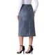 thumbnail image 3 of Faldas de mezclilla para mujer Inspire Chic, de cintura alta, con cremallera, abertura trasera, midi, con bolsillos, gris azul XS, 3 of 5