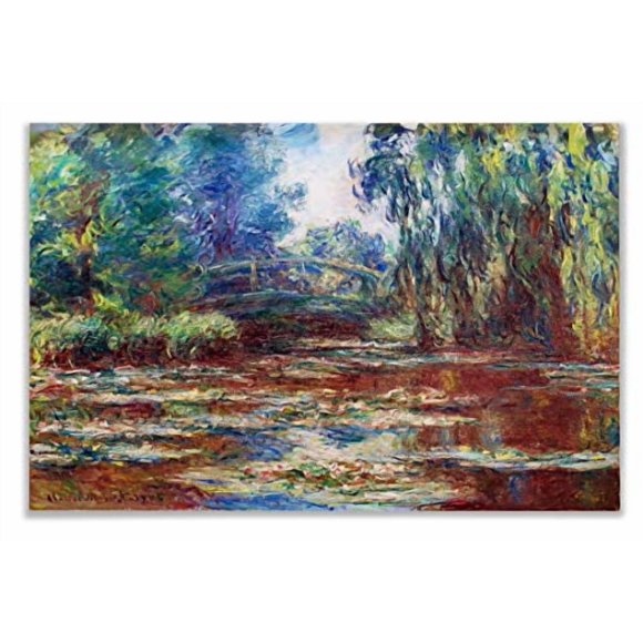Monet Wall Art Collection WC-41MONET-2432 Water Lily Pond and Japanese Bridge, 1905 02 by Claude Monet Canvas Prints Wrapped Gallery Wall Art | Stretched and Framed Ready to Hang 24X32,