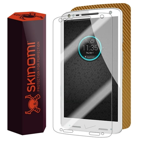 Skinomi Gold Carbon Fiber Skin & Screen Protector for Motorola Moto X Force