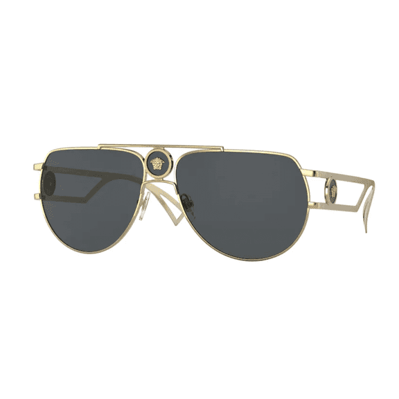 Versace VE 2225 Metal Unisex Aviator Sunglasses Gold 60mm Adult