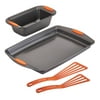 Rachael Ray Cucina Nonstick Bakeware Crispy Cookie Pan and Turner Set, 4-Piece, Assorted Colors