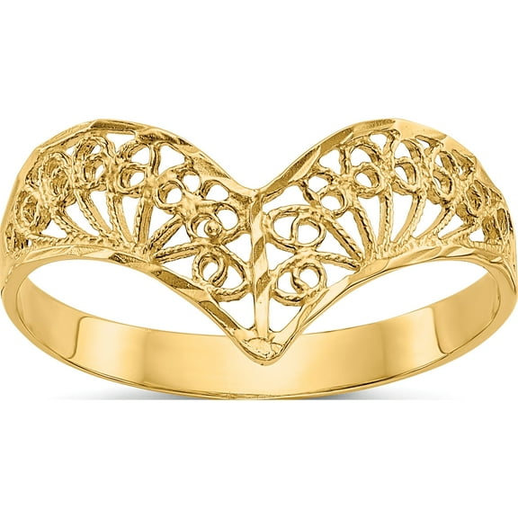10K Yellow Gold Diamond-Cut Filigree Ringsize 7 (Width 3 To 10) - Jbsp