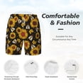 thumbnail image 6 of Picia Sunflowers And Bww pattern Mens Swim Trunks with Compression Liner Stretch Beach Shorts Quick Dry with Zipper Pockets No-Chafing Board Shorts-Large, 6 of 9