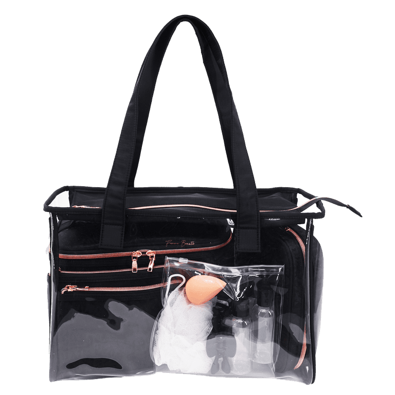 Femme Beaute, 10 Piece Tote Set for Travel, Black Leopard Jacquard