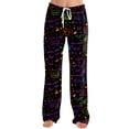 thumbnail image 6 of Halloween Pajamas for Women Drawstring Stretch Lounge Pants Soft Comfy Sleep Bottoms Cute Loose Palazzo Pj Pants Black 2XL, 6 of 7