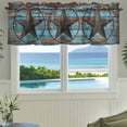 thumbnail image 3 of Texas Star Brown Farmhouse Short Window Curtain Valances, Vintage Farm Barn Blue Wooden Texture Rod Pocket Kitchen Valances for Living Room Bedroom Bathroom Cafe 42" x 18", 3 of 8