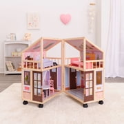 KidKraft So Darling Wooden Dollhouse on Wheels with 29 Accessories