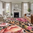 thumbnail image 2 of Pink Flowers Large Area Rugs 8x10 ft Retro Leopard Stripes Animals Floral Plant Washable Rug Non Slip Indoor Carpet Absorbent Floor Mat for Living Room Bedroom Dining Room, 2 of 9