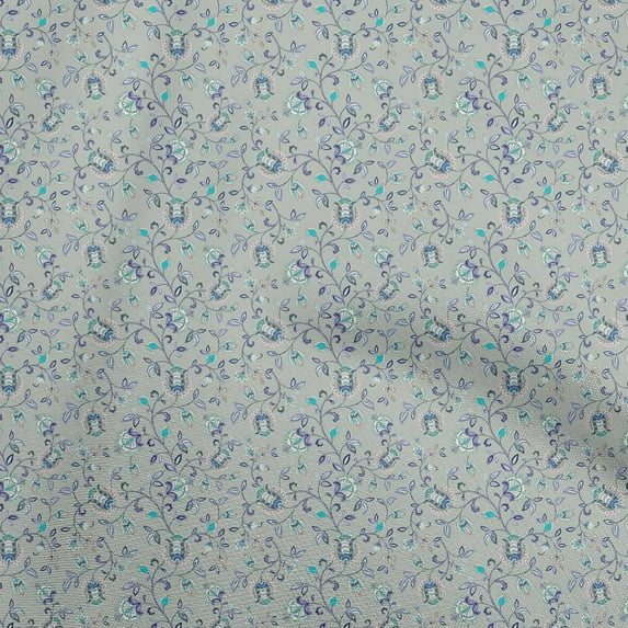 oneOone Velvet Dusty Gray Fabric Jacobean Floral Craft Projects Decor Fabric Printed By The Yard 58 Inch Wide