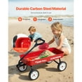 thumbnail image 3 of KFFKFF Pull-Along Wagon for Kids, 39 inch Toddler Wagons, Supports up to 176 lbs, All-Terrain Wagons with Handle, Utility Wagon Cart Birthday Present, Red, 3 of 9