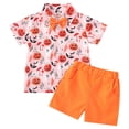thumbnail image 3 of HNMKIU Boys Halloween Outfit Set Boys Casual Summer Two Piece Set Pumpkin Moon Bow Tie Elastic Waist Comfort Playwear Outfits For Toddler Kids 1 9 Years Yellow,3-4 Years, 3 of 3