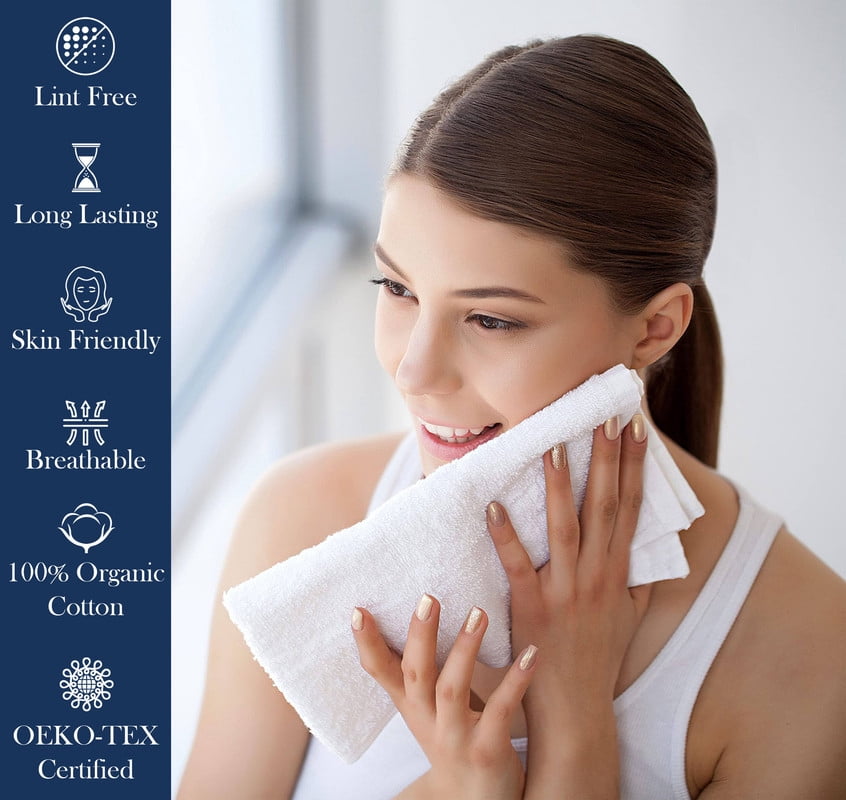 A1 Home Collections LLC Delara Organic Cotton Luxuriously Plush  Hand Towel Pack of 2 |GOTS & OEKO-TEX Certified |650 GSM Long Staple | Quick Dry &