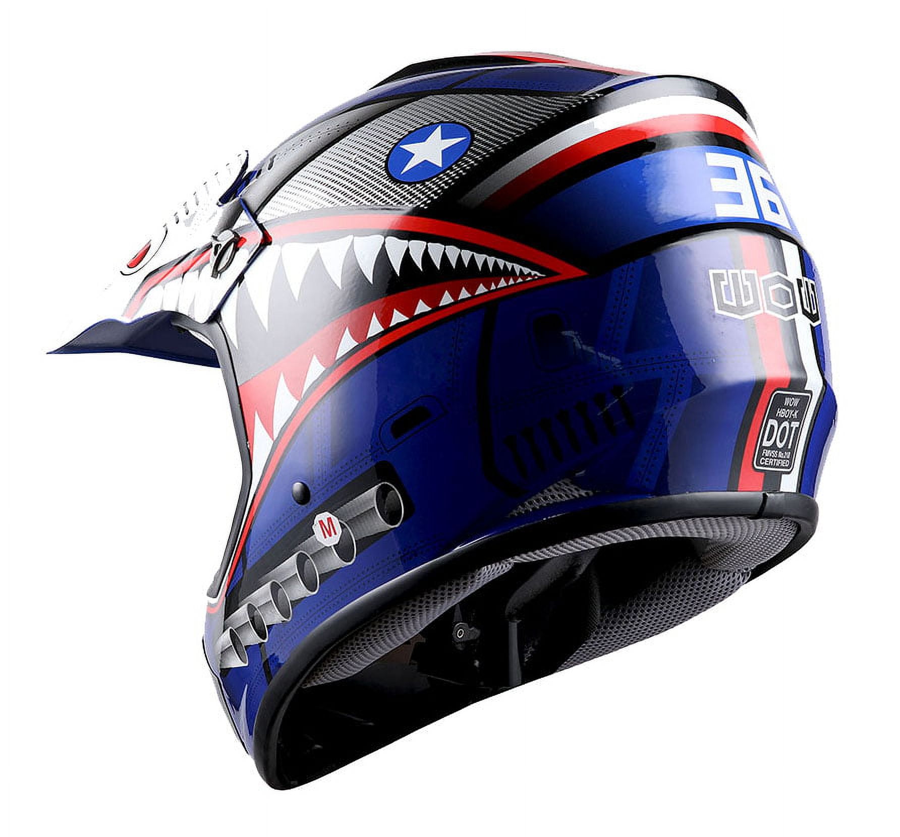 WOW Youth Kids Motocross Helmet BMX MX ATV Dirt Bike HBOY-K Monster Shark Blue