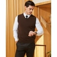 thumbnail image 4 of Kallspin Men's Sweater Vest Cotton V Neck Relaxed Fit Knit Sleeveless Pullover Sweater(Brown,3X-Large), 4 of 9