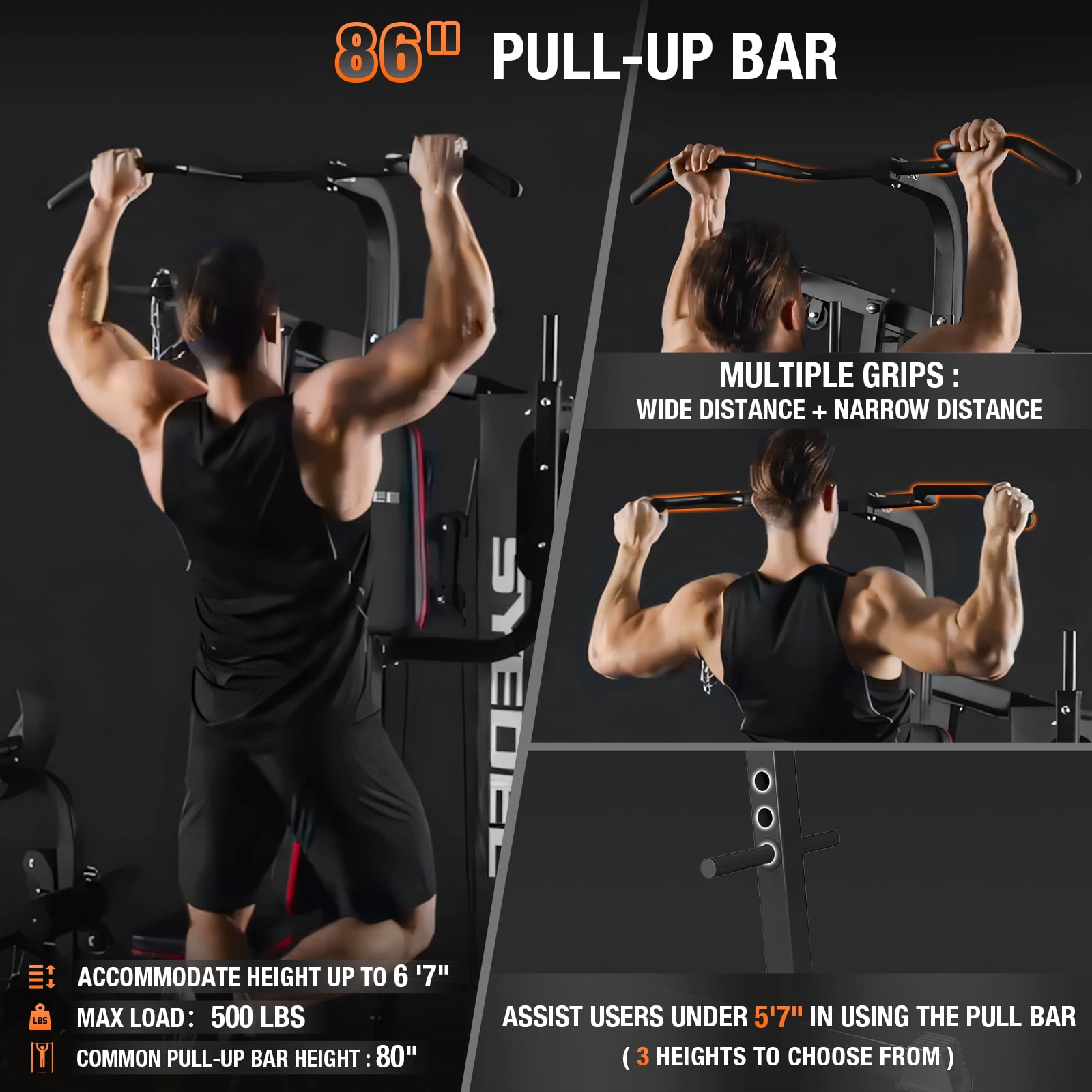 Syedee Home Gym Station, Workout Station With 150LBS Weight Stack, Home Gym Equipment With Power Tower for All Body Training