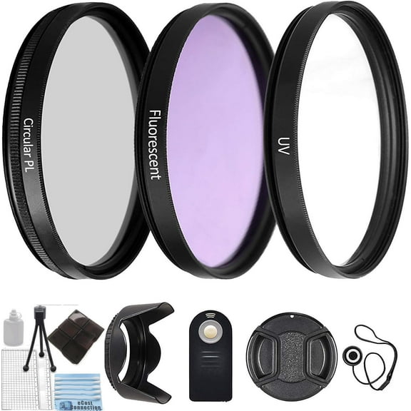 Acuvar 58m Professional Digital Camera Filter Bundle for Lenses with a 58mm Filter Size - Includes Filter Kit, Remote, Lens Hood, Lens Cap & More