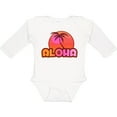 thumbnail image 3 of Inktastic Pink Aloha Palm Girls Long Sleeve Baby Bodysuit, 3 of 5