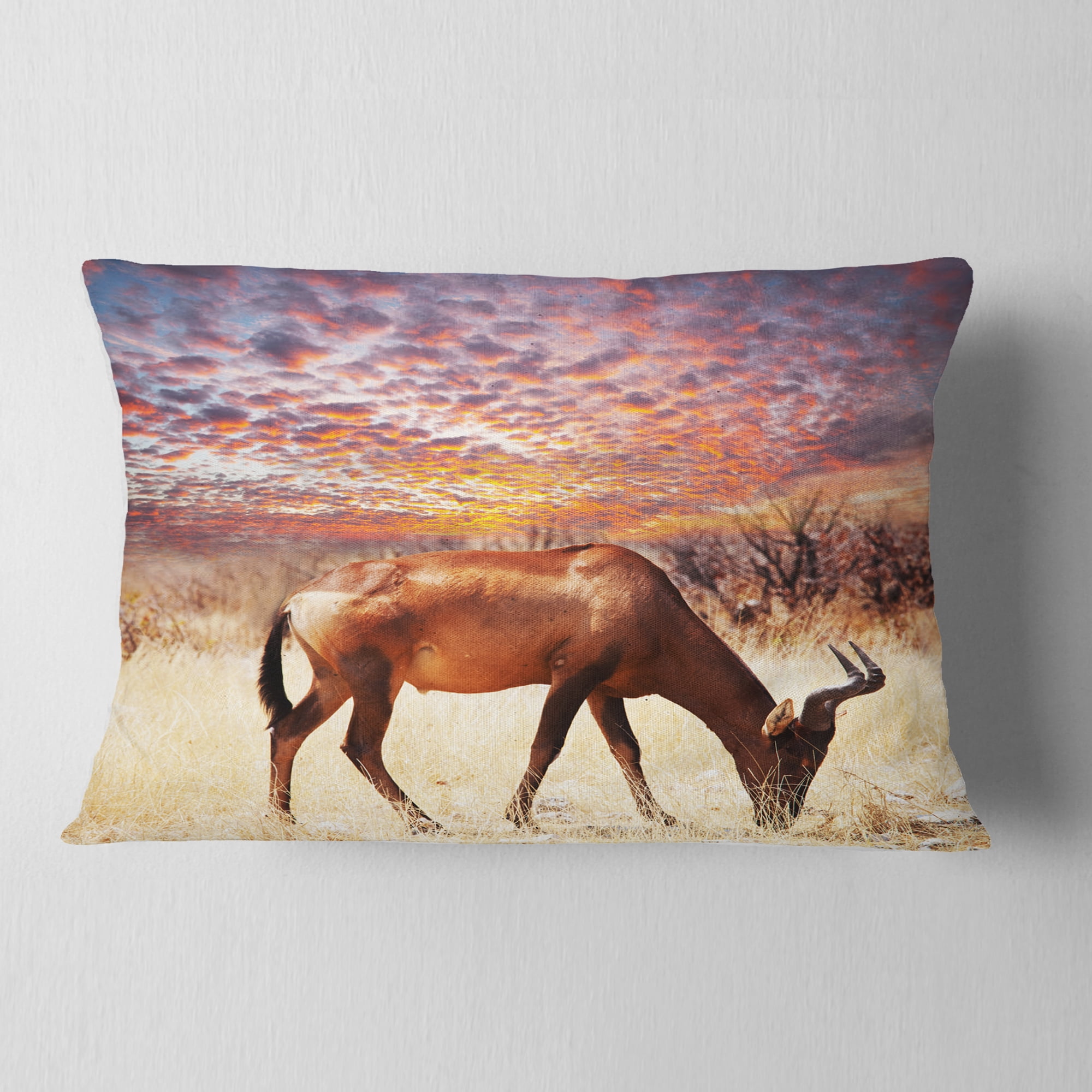 Designart 12" x 20" Brown Polyester Throw Pillow