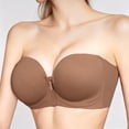 thumbnail image 2 of iHPH7 Front Closure Strapless Bras for Women Push Up Bra Non Slip Wireless Supportive Padded Bras Seamless Tube Comfortable Bra Coffee L, 2 of 9