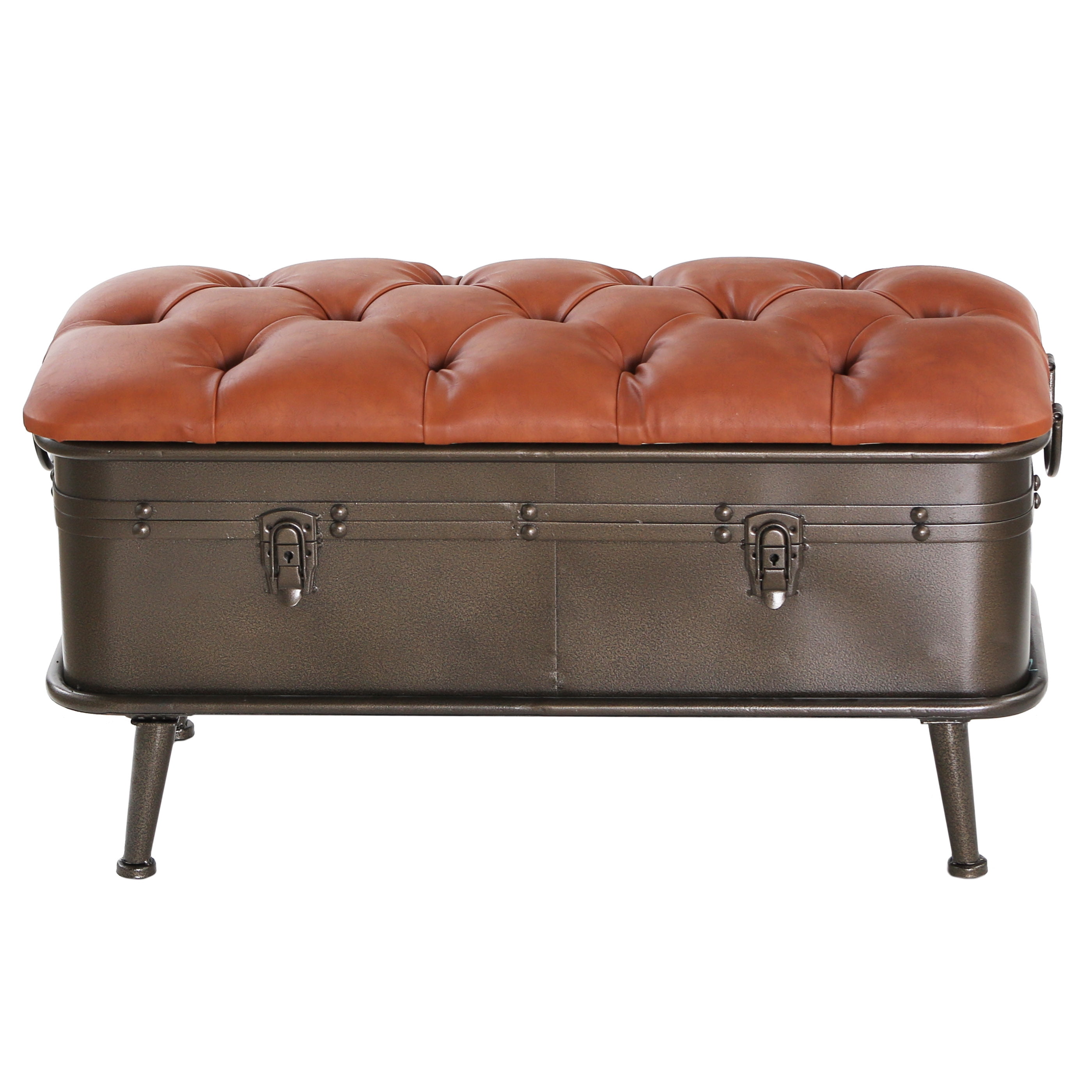 River of Goods Harley Tan Faux Leather Storage Bench