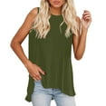 thumbnail image 1 of Gpoecd Camisoles Amples pour Femmes Col Rond Sans Manches Tunique Évasée Asymétrique Asymétrique Haut Fluide Grande Taille Camisoles pour Femmes Vert,TTTTG, 1 of 5