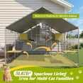 thumbnail image 3 of Magic Union Extra Large Catio Outdoor Cat Enclosure for Multiple Cats, Walk-in Cat House Cage with Waterproof Cover, 6 Platforms, 2 Condos & 2 Bridges, Chicken Coop Run, Rabbit Hutch, Pointed Roof, 3 of 8