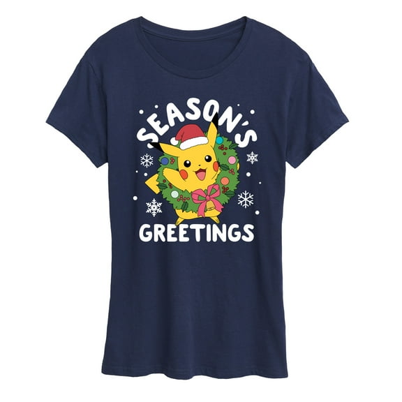 Pokémon - Pikachu Seasons Greetings - Women's Short Sleeve Graphic T-Shirt