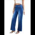 thumbnail image 1 of Pantalones Vaqueros Anchos de Talla Grande para Mujer, Cintura Alta, Adelgazantes, con Múltiples Bolsillos, Rectos, Holgados e Informales. Azul XL, 1 of 10