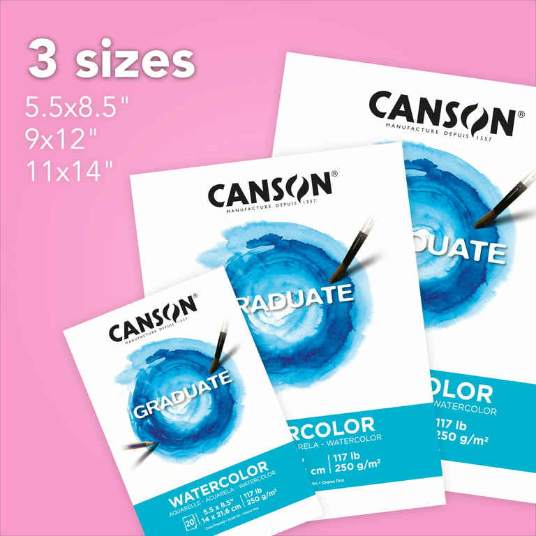 Canson Graduate 11 inch x 14 inch Watercolor Paper Pad (20 Sheets), Art Paper for Adults and Students