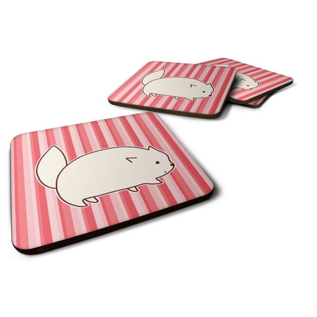 

Carolines Treasures BB6855FC Cat Pink Stripes Foam Coaster Set of 4 3 1/2 x 3 1/2 multicolor
