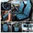 thumbnail image 2 of Jeiento Blue Leopard Print Car Seat Cover Full Set with Steering Wheel Cover Seat Belt Pads Trash Bin Air Vent Organizer Rear View Mirror Cover Coasters Key Chain Universal Fit for SUV Sedans, 2 of 7