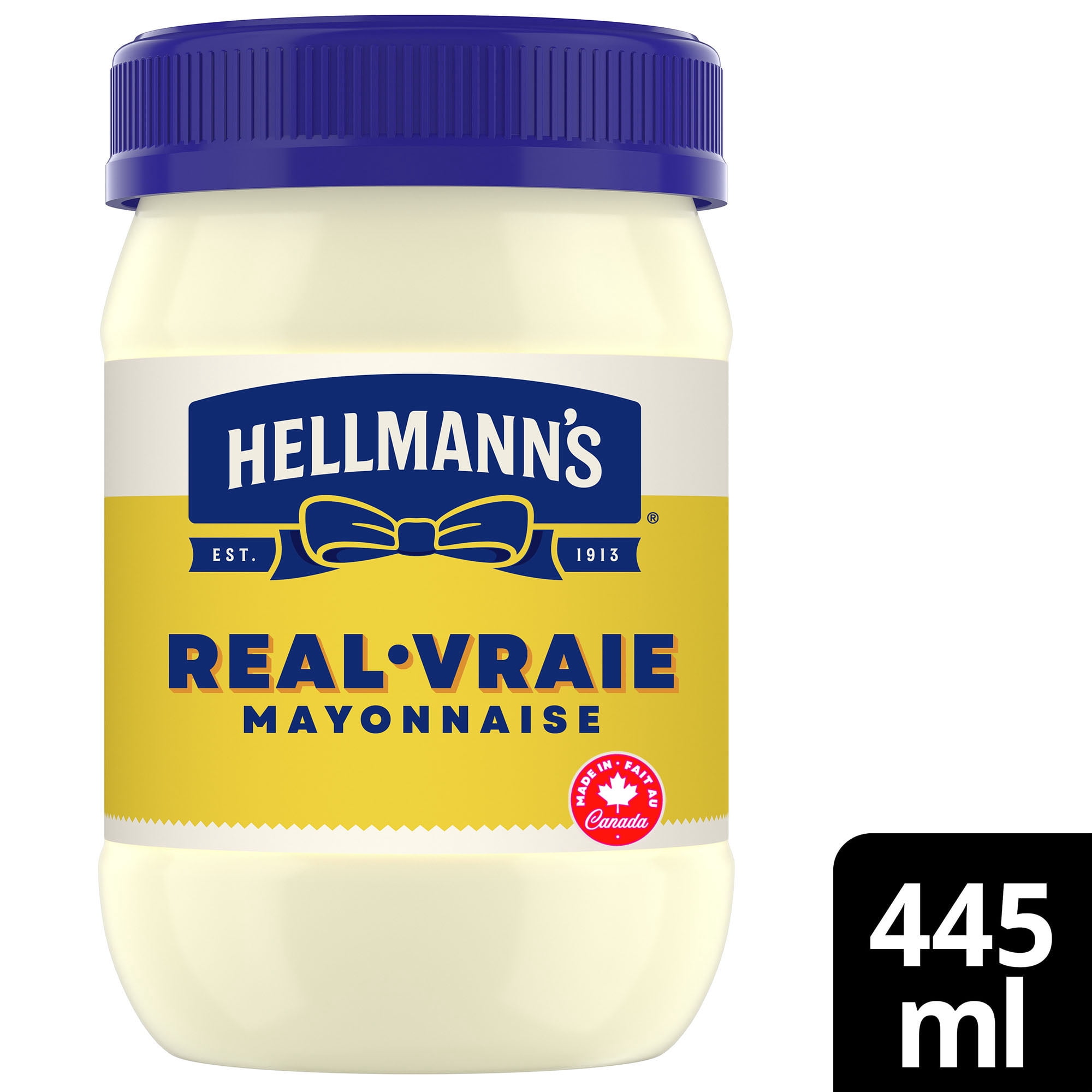 Mayonnaise véritable Hellmann’s, sans gluten et casher, avec œufs de poules élevées en liberté au Canada et huile de canola, 445 ml